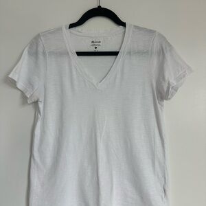 Madewell Whisper Cotton V-Neck Tee White Slub T-Shirt Size S